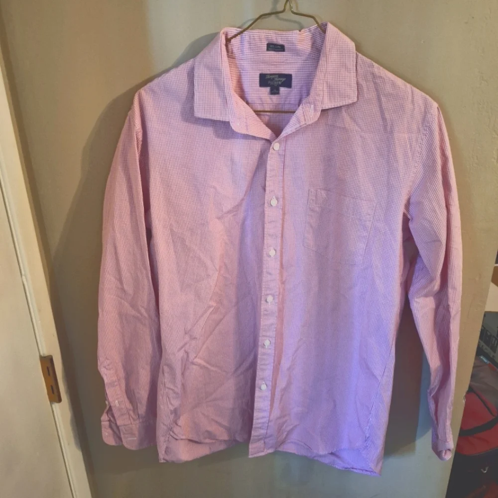 Men's J. Crew Pink Checkered Button Up Shirt Sz XL
